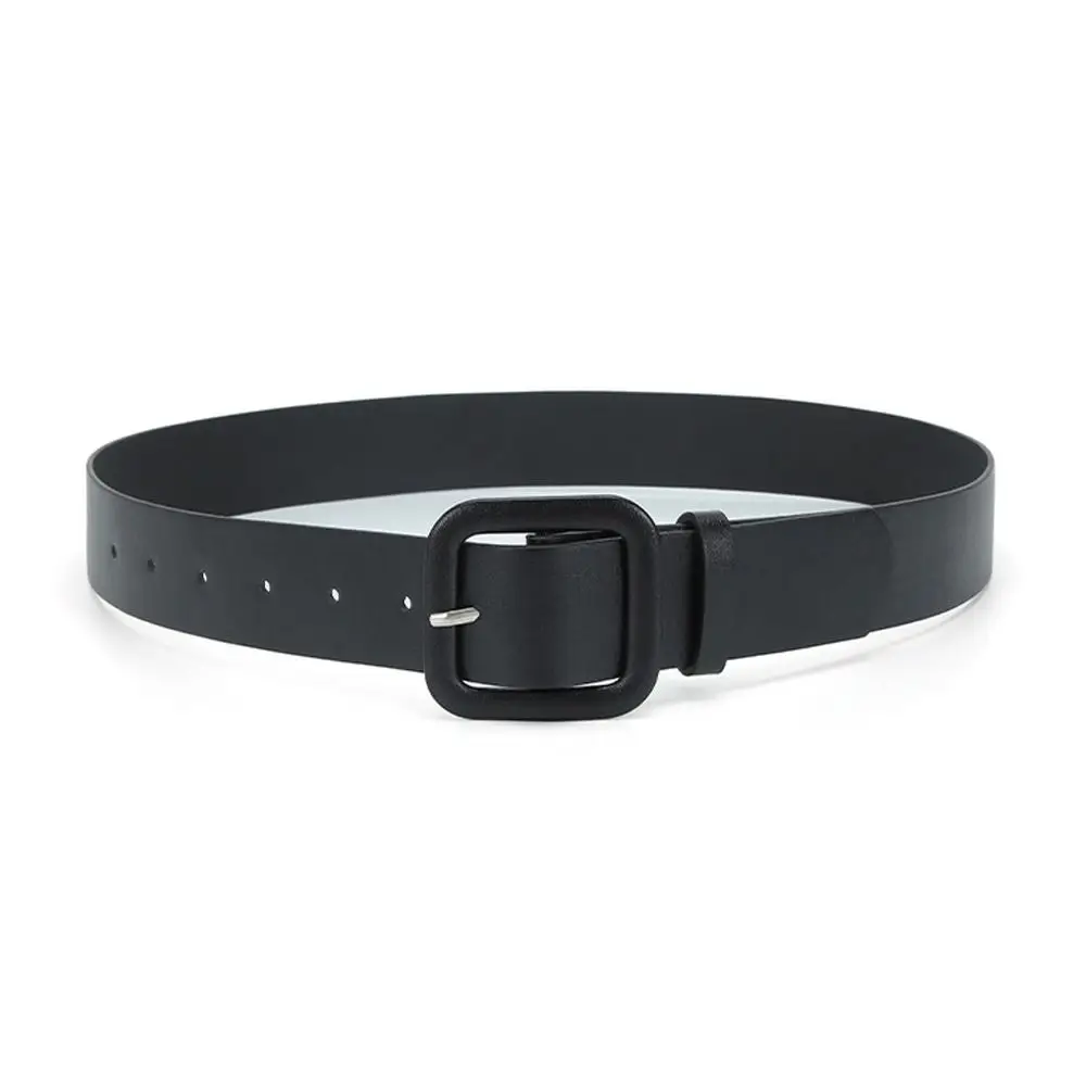 Luxury Design Casual Candy Color Leather Belt Thin Waist Strap Trouser Dress Belts Square Buckle Waistband