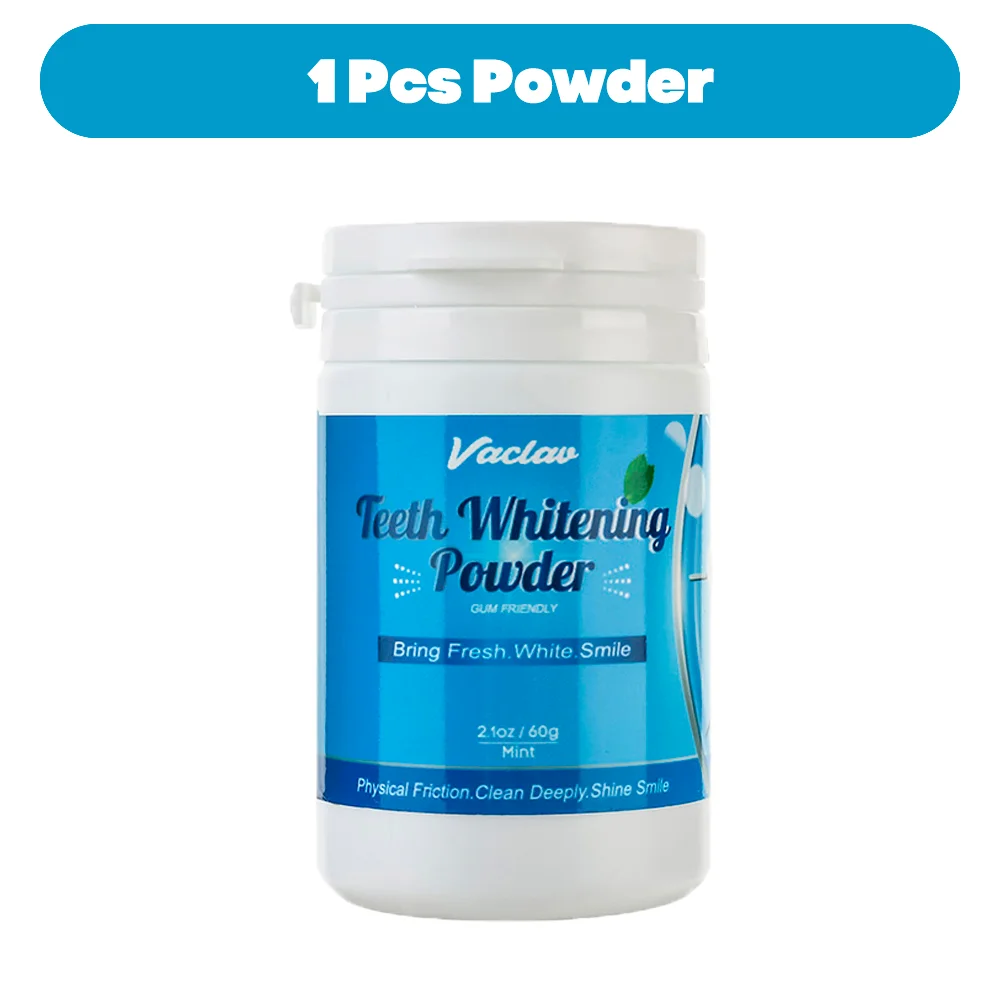 אבקת הלבנת שיניים Vaclav לשימוש עם מברשת שיניים / מחטב לשון, אבקת הלבנת שיניים