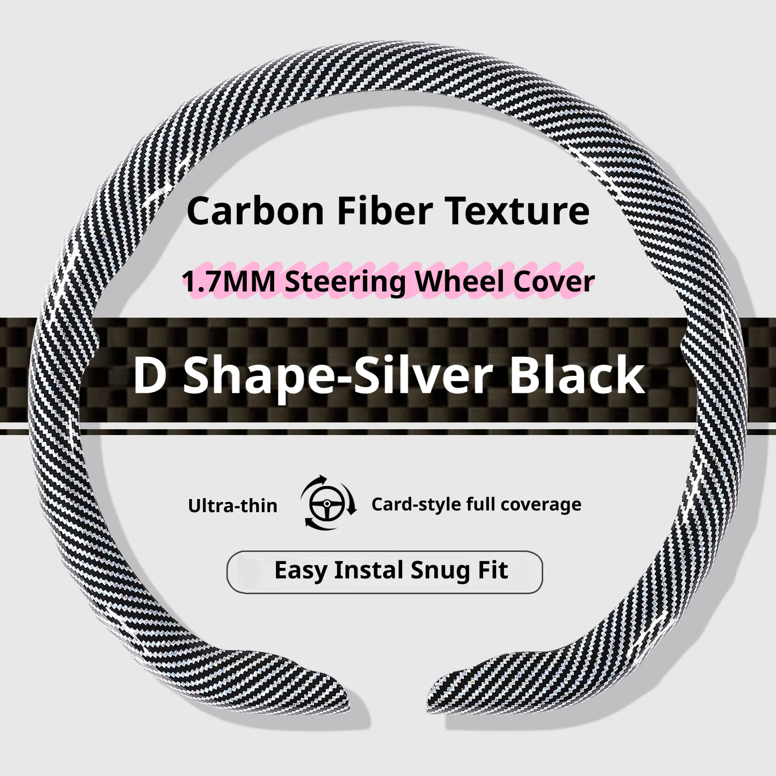 Luxury Carbon Fiber Texture Steering Wheel Cover - 15 Inch
