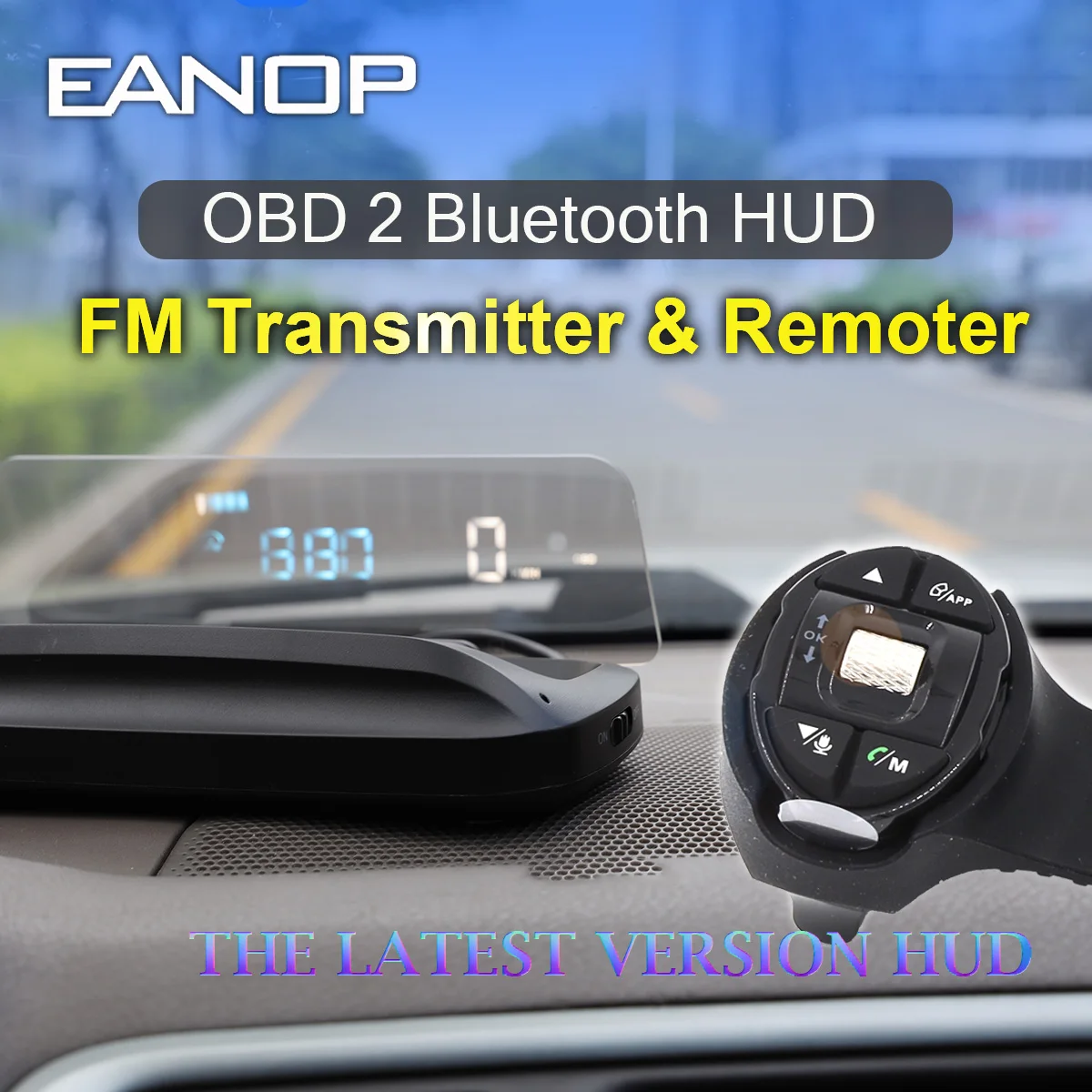 EANOP M40S 미러 MP3 HUD OBD II 헤드업 속도 프로젝터, 범용 OBD2 차량 지지대 Mp3 핸들 제어