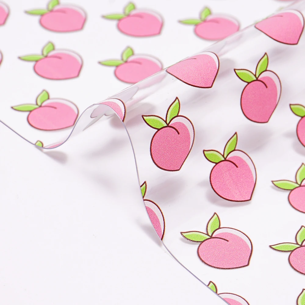 Transparent PVC Faux Leather Sheets Vinyl Fruits Dream Jelly Fabric for Bow Craft Cover DIY 22*30CM