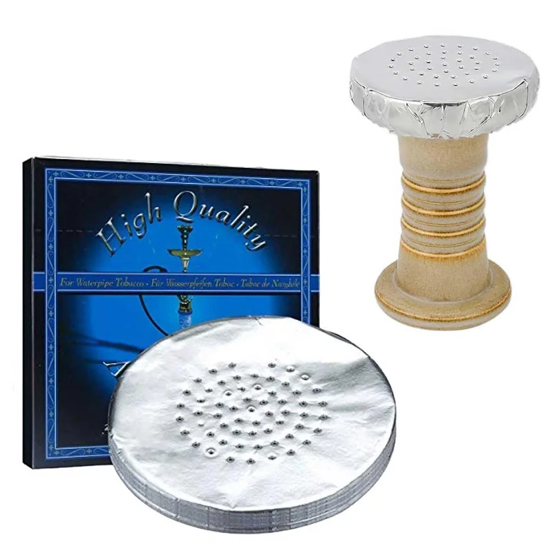 Hookah Accessories 50/100pcs Hookah Tinfoil 12cm Circular Perforated Tin Foil Arab Hookah Bowls