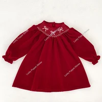 Robe de fête de noël bébé fille arc princesse à volants finition robe mode vacances de noël automne hiver porter enfants fille robe 5