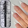 12 Grids White Half Round Pearl Nail Art Decoration Mixed Size Silver Gold Mini Steel Ball Rivet Rhinestone Nail Accessories 1