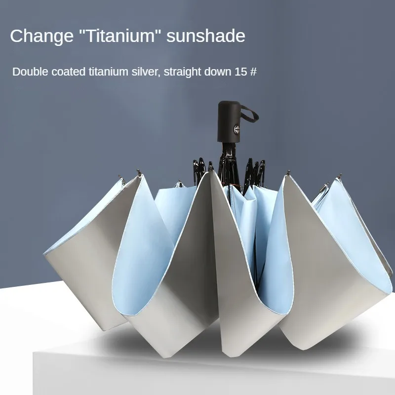 Fully Automatic Titanium Silver Umbrella Sun Umbrella Sun Protection Umbrella for Women Rain or Shine