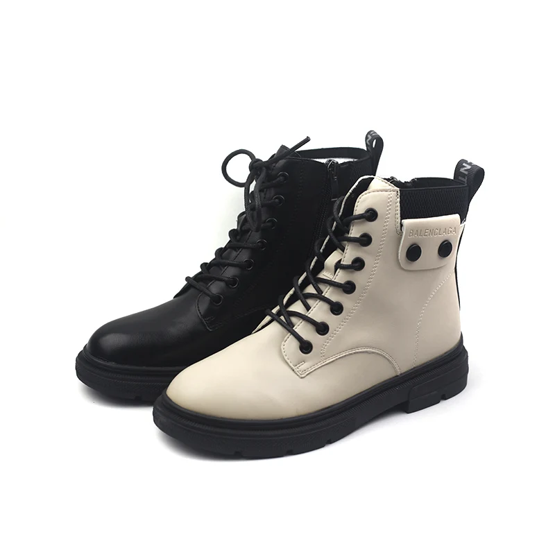 

Zipper White Ankle Boots Round Toe Rock Shoes Woman Boots-Women Lace Up Winter Footwear Low 2023 Med Rubber Ladies Rome Lace-Up