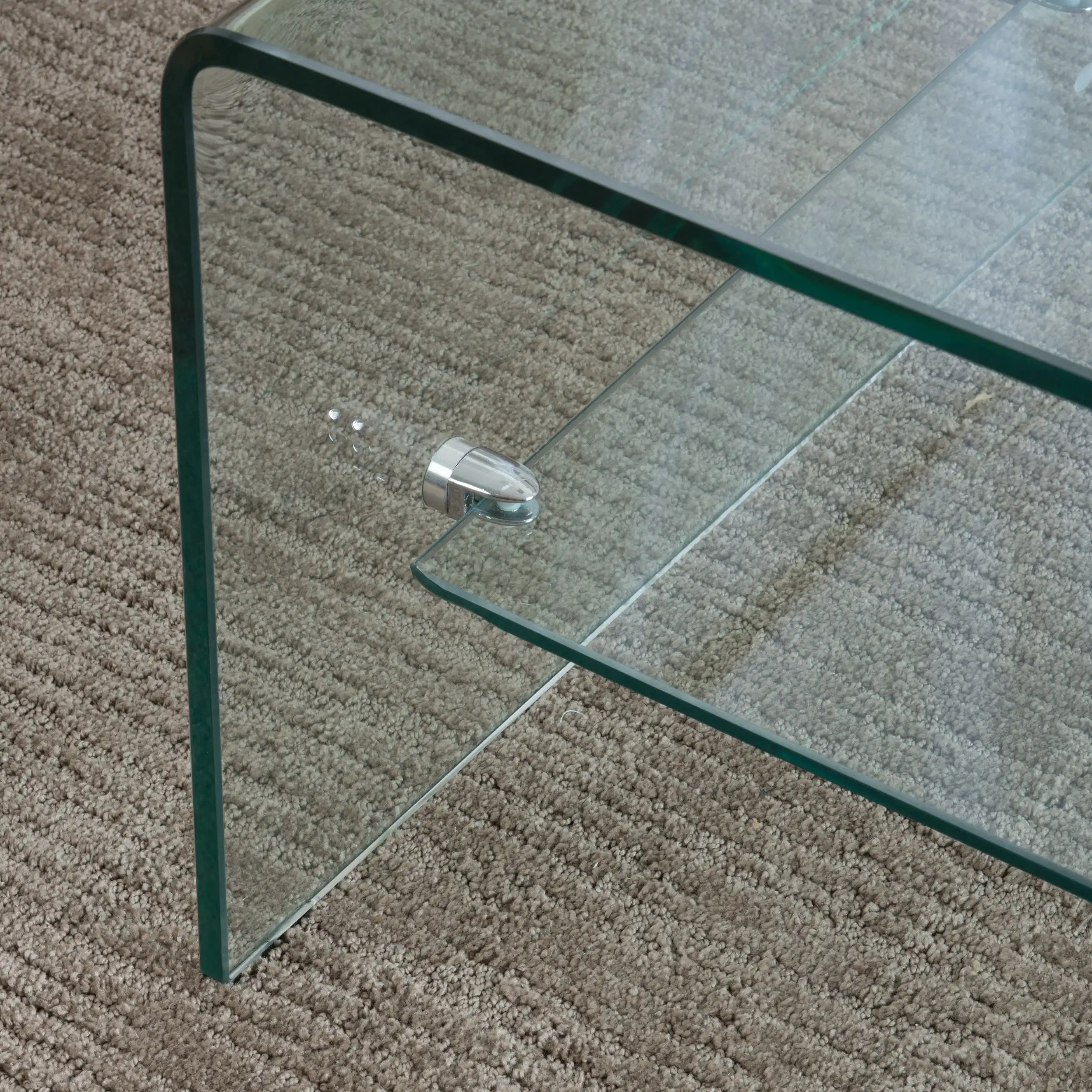 Noble House Roman Glass Coffee Table with Shelf  Clear glass and aluminum leg frames Stylish and modern 3
