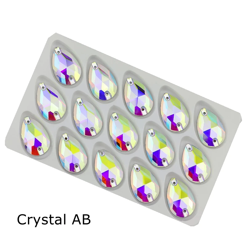 모든 크기 눈물 방울 라인석 클리어 크리스탈 AB 플랫백 라인석 배 모양 바느질 돌, 웨딩 드레스 Cothing