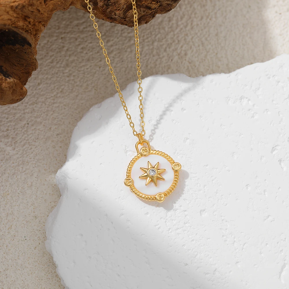 Trendy White Opal Geometric Rotundity Pendant Neckalce for Women Creative Personality Star Neckalces Hypoallergenic Jewelry 2025