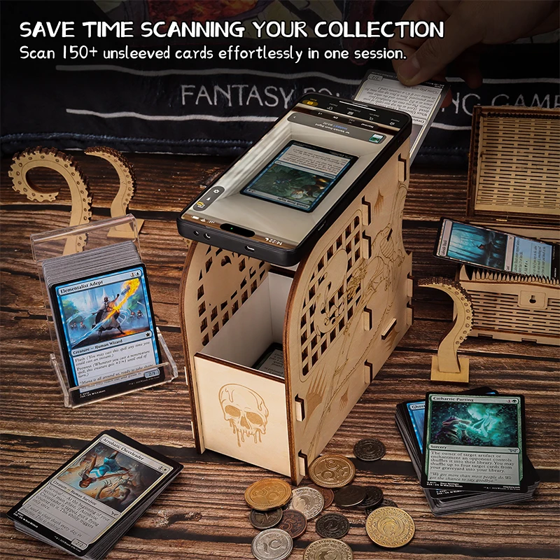 CZYY Card Scanning Stand for MTG-Laser-Cut Wood Scanstand for TCG Cards, Quickly Scan & Price Check with ManaBox Card Scanner