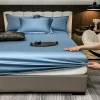1PC Egyptian Cotton Fitted Sheet Mattress Cover Protector 400 Thread Count Pure Cotton Bedsheet Four Corners with Elastic Band 6