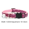 Cat Collar Pet Cat Collar with Bell Cat Face Collar Safety Buckle Cat Collar Glitter Velvet Collar 3
