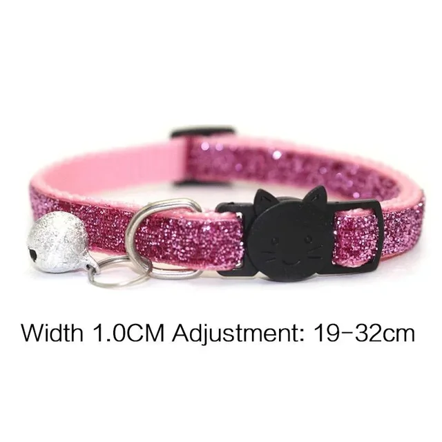 Cat Collar Pet Cat Collar with Bell Cat Face Collar Safety Buckle Cat Collar Glitter Velvet Collar 3
