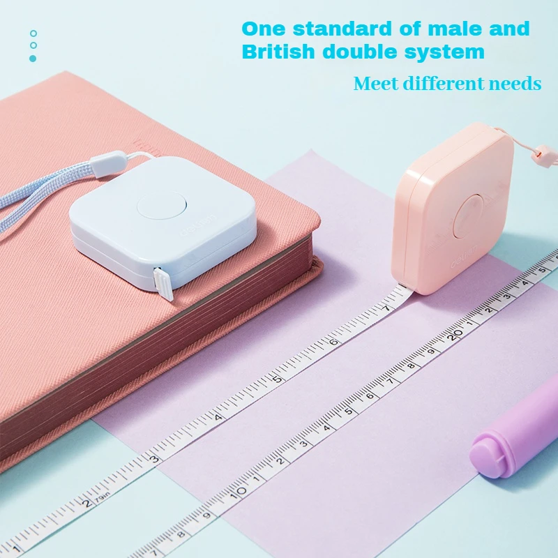 Deli 2-Meter Soft Tape Measure Flexible Telescopic Self-Locking Ruler Centimeter Inch Portable for Human Sewing