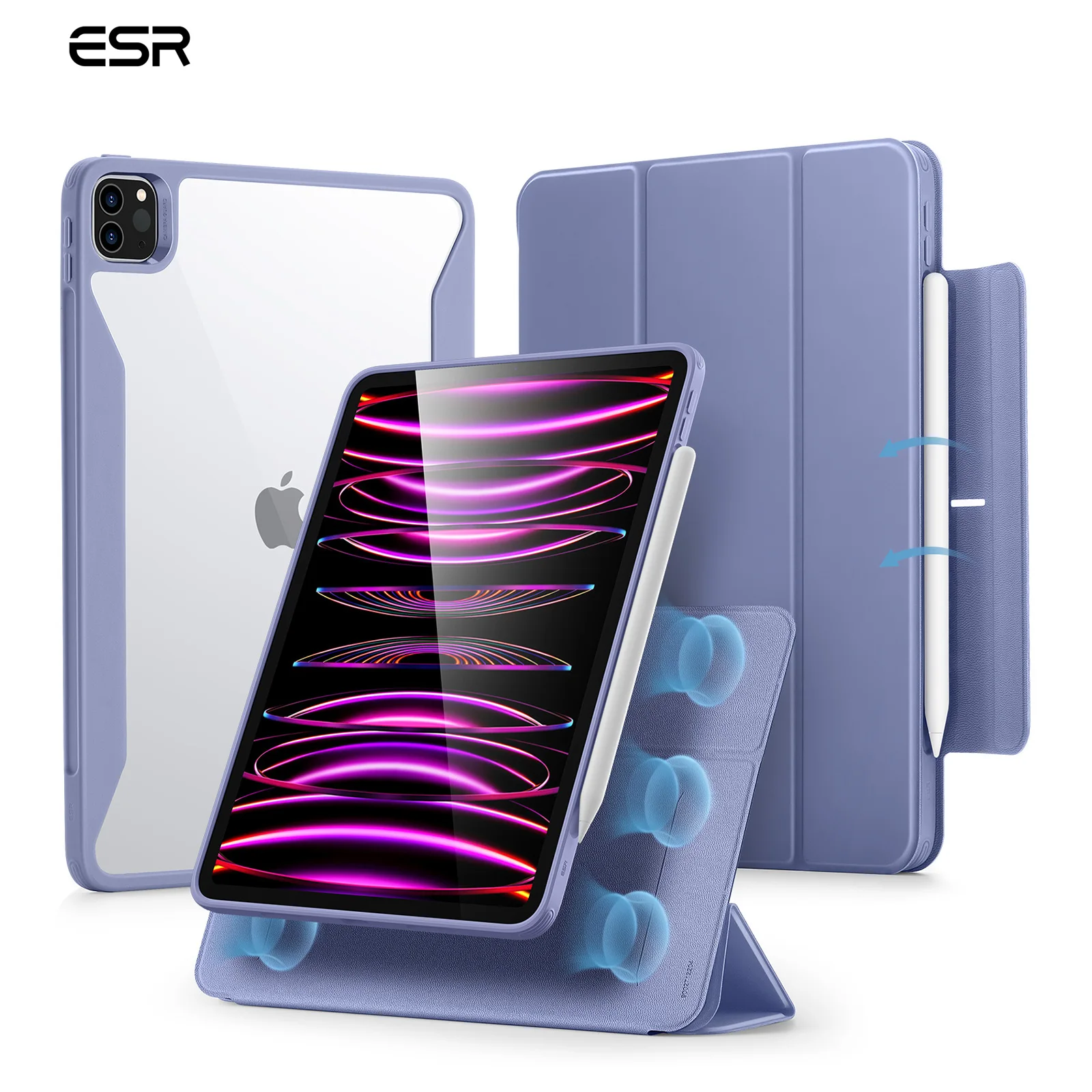 ESR for iPad Pro 11 Case With Detachable Smart Magnetic for iPad Pro 12.9 2022 2021 Rebound Hybrid 360° Case Support Pencil 2