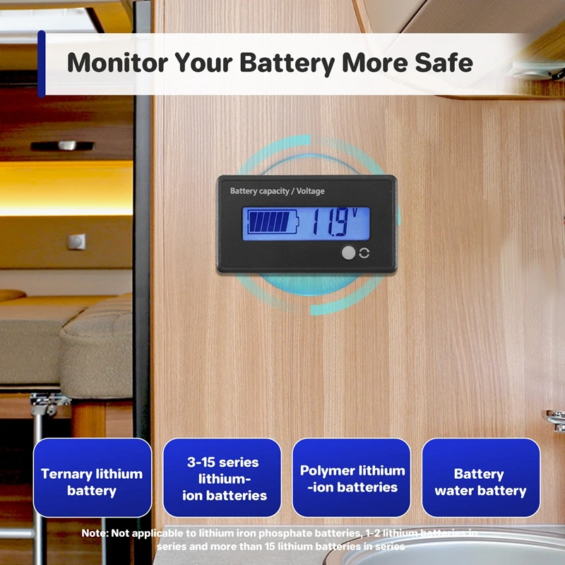 Battery Meter Battery Capacity Voltage Monitor, DC 12/24/36/48/60/72/84V Battery Capacity Voltage Gauge Indicator 6