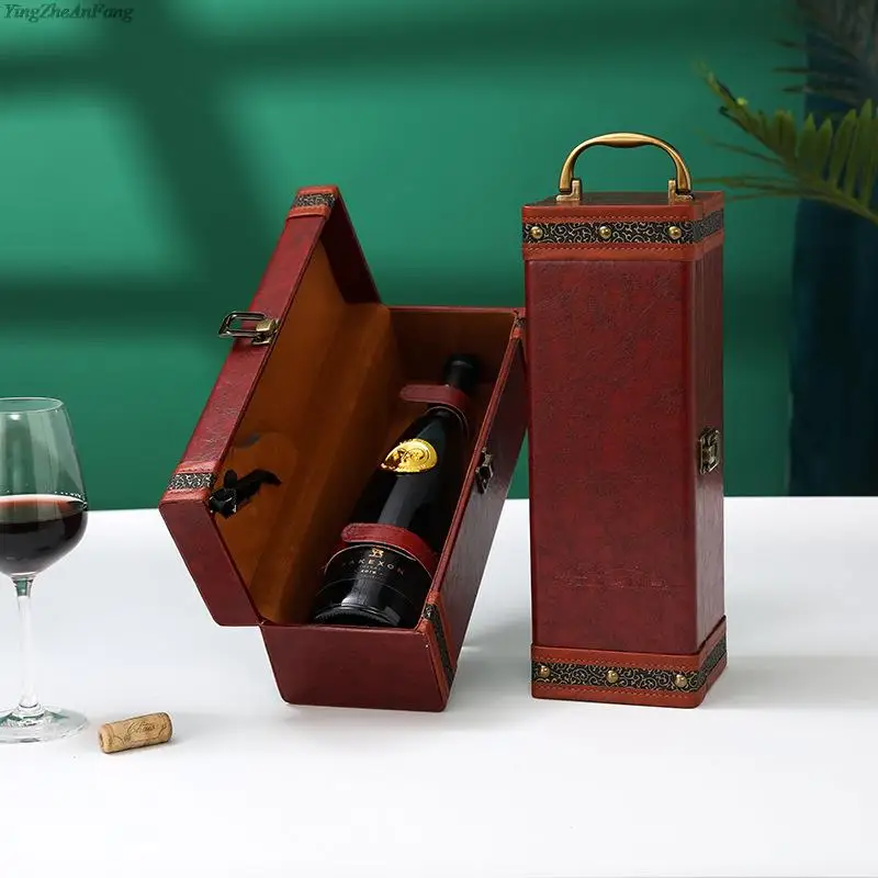売約済み　携帯用ワインケース　赤いレザー　3本用 Amazon.com | Bottle Wine Carrier,Leather Wine Gift Boxes,for