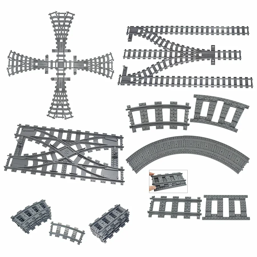 City Train Rail Tracks and Railway Building Block Set - Creative DIY Brick Toys