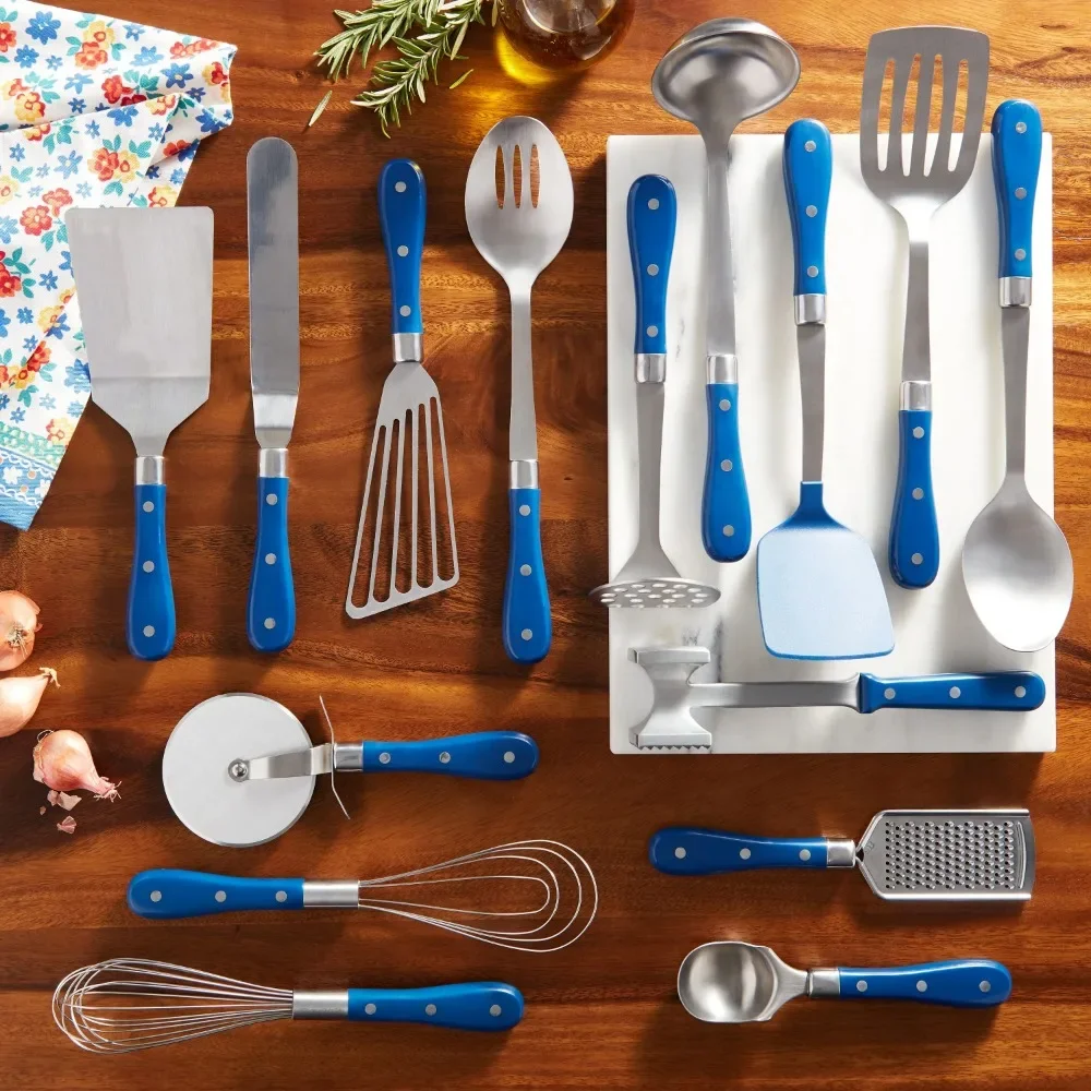 

Кухонные принадлежности, набор кухонной посуды из кобальтового синего цвета Frontier Collection, 15 предметов, набор инструментов и гаджетов «Все в одном», кухонная утварь