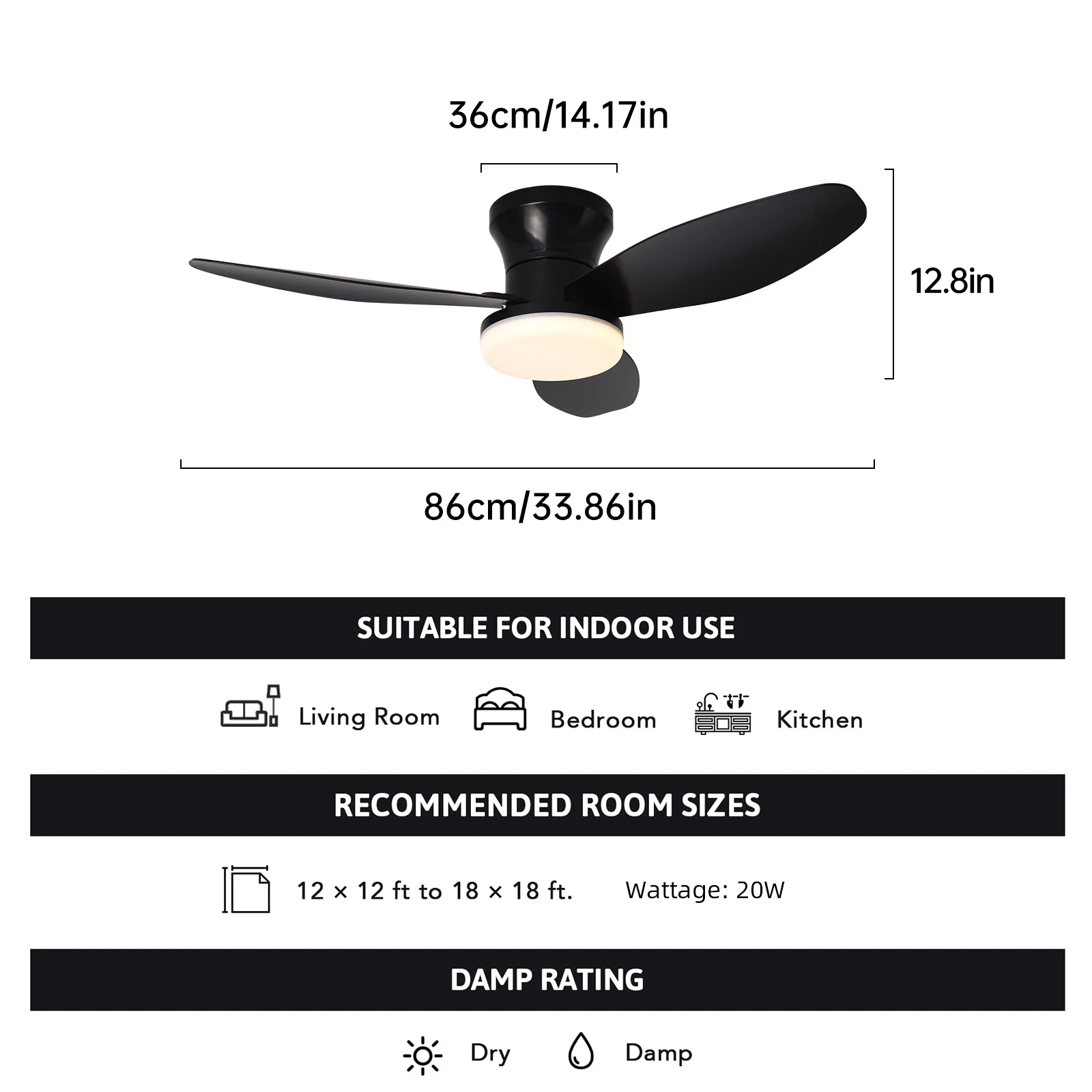 Led 6 سرعات عالية الرياح مروحة السقف مروحة السقف ش...