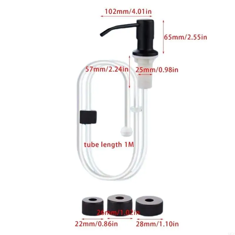 587F High-Quality Soap Dispenser Stainless Steel Head with Soft Silicone Body Easy to Fill Pump Bottle with Silicone Hose