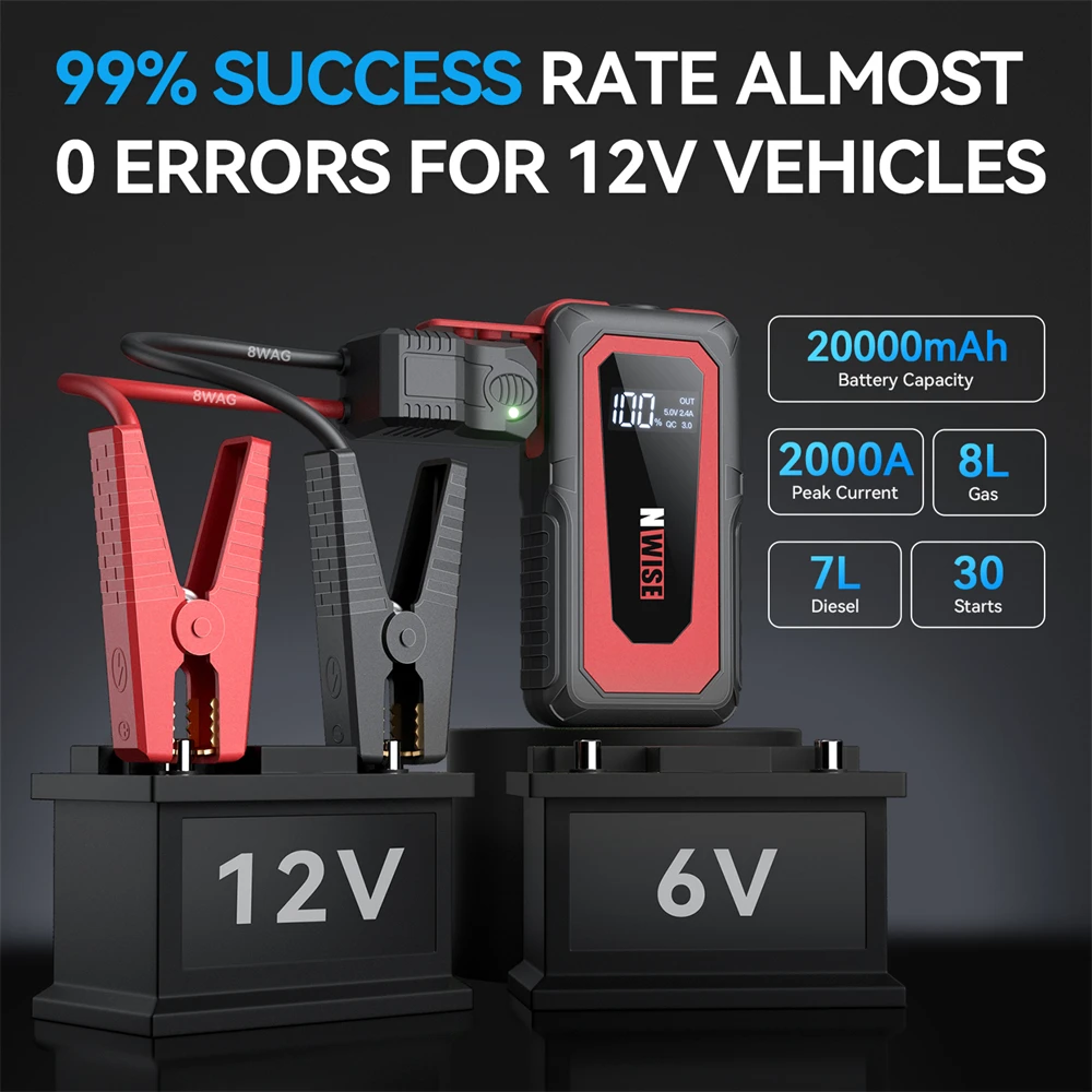 2000A Car Jump Starter Power Bank Portable Emergency Starter Battery Charger Auto Booster for 12V Jump Car Jump Starter Jump Starter