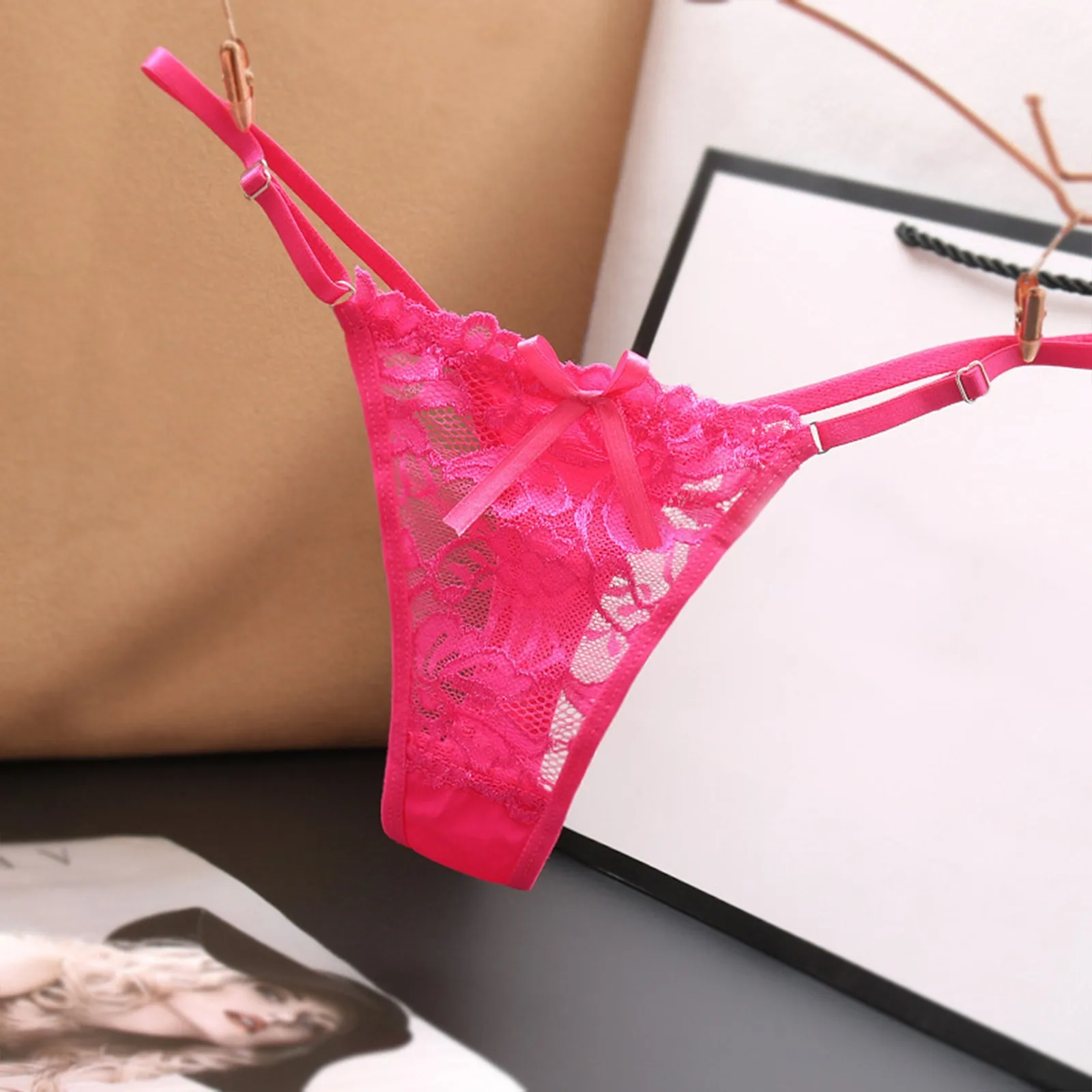

Women's Sexy Underpants Thong Panties Low Waist Lace Briefs Underwear Bow Lace Panties Transparent Briefs Women Sexy Lingerie