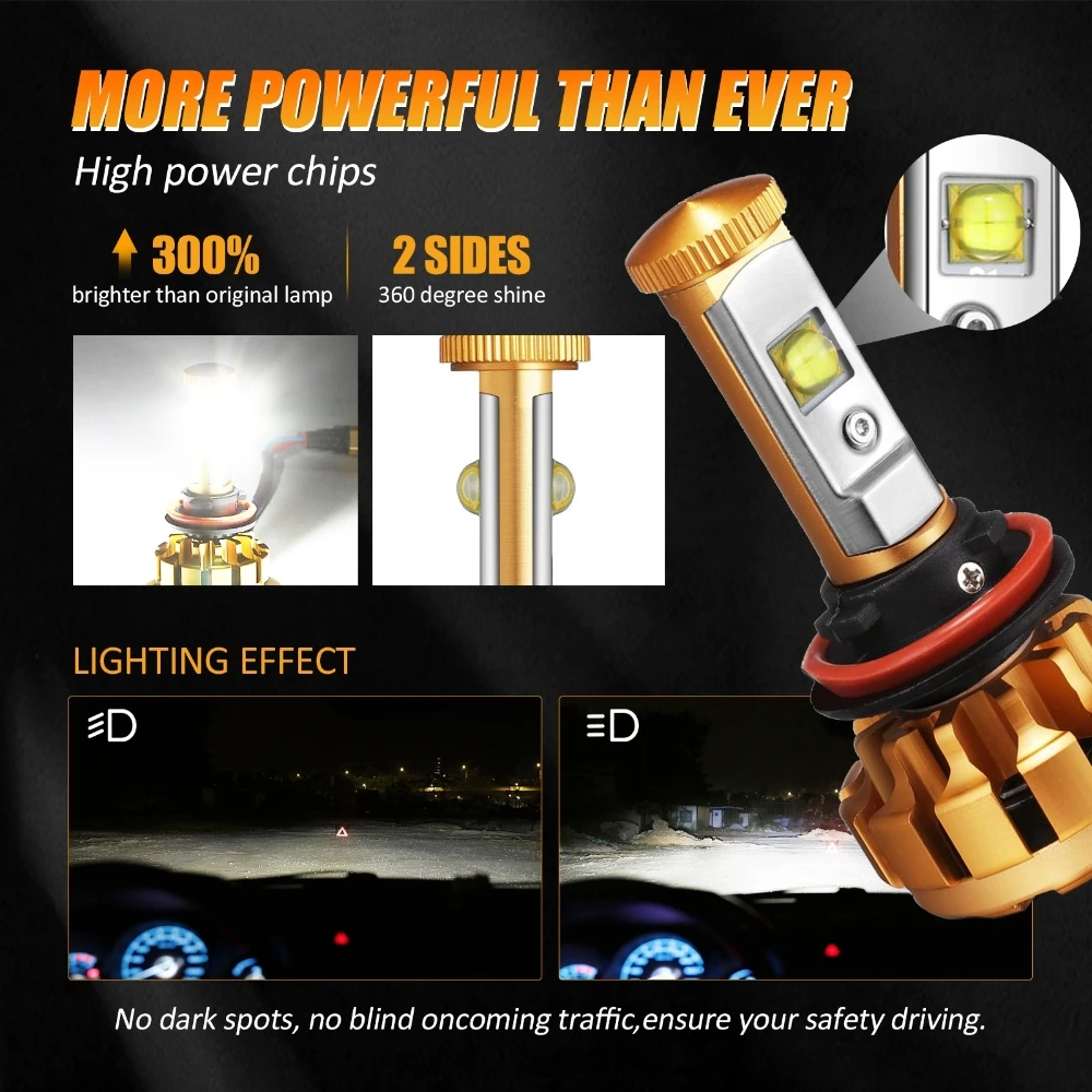 Auxbeam® H11 H9 H8 led headlight bulbbrightest wireless led headlight bulbs