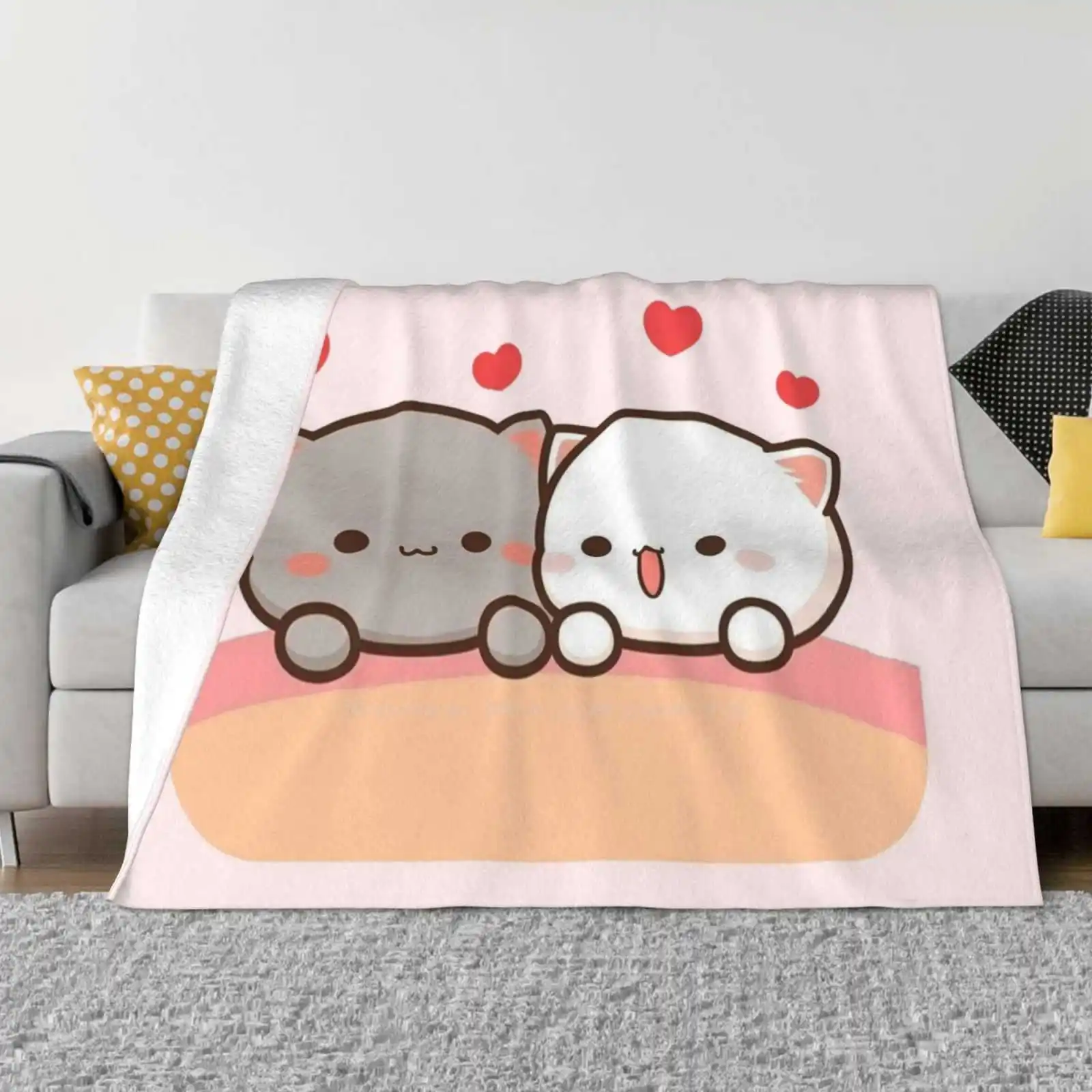 Peach And Goma Mochi Cat Trend Style Funny Fashion Soft Throw Coperta Bears Milk Mocha Teddy Bears Cute Bears Mochi Mochi Cat