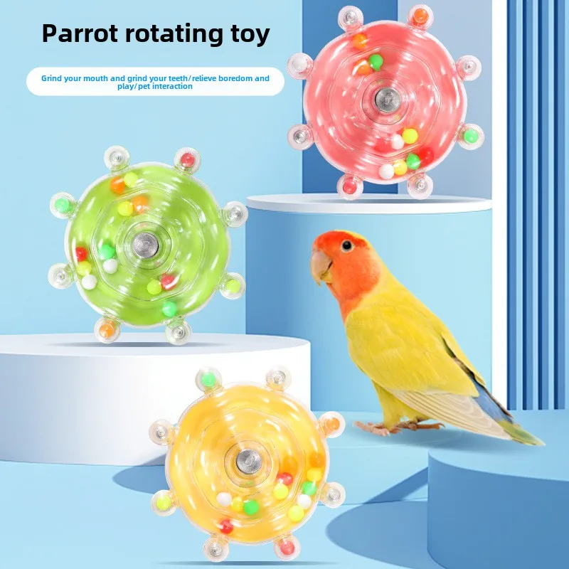 Bird Parrot Interactive Toy Bird Turntable Hang Toys Sounding Ball Toys Stand Playing Cage Accessories Pet Supplies