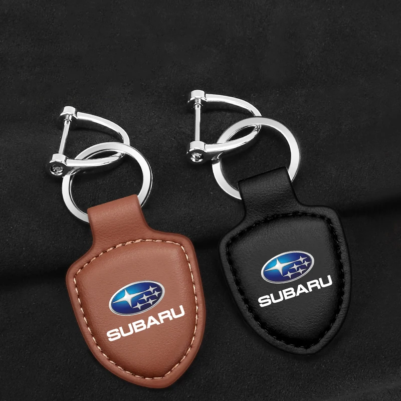 Leather Car Keychain Key Ring Anti-loss Keyring For Subaru