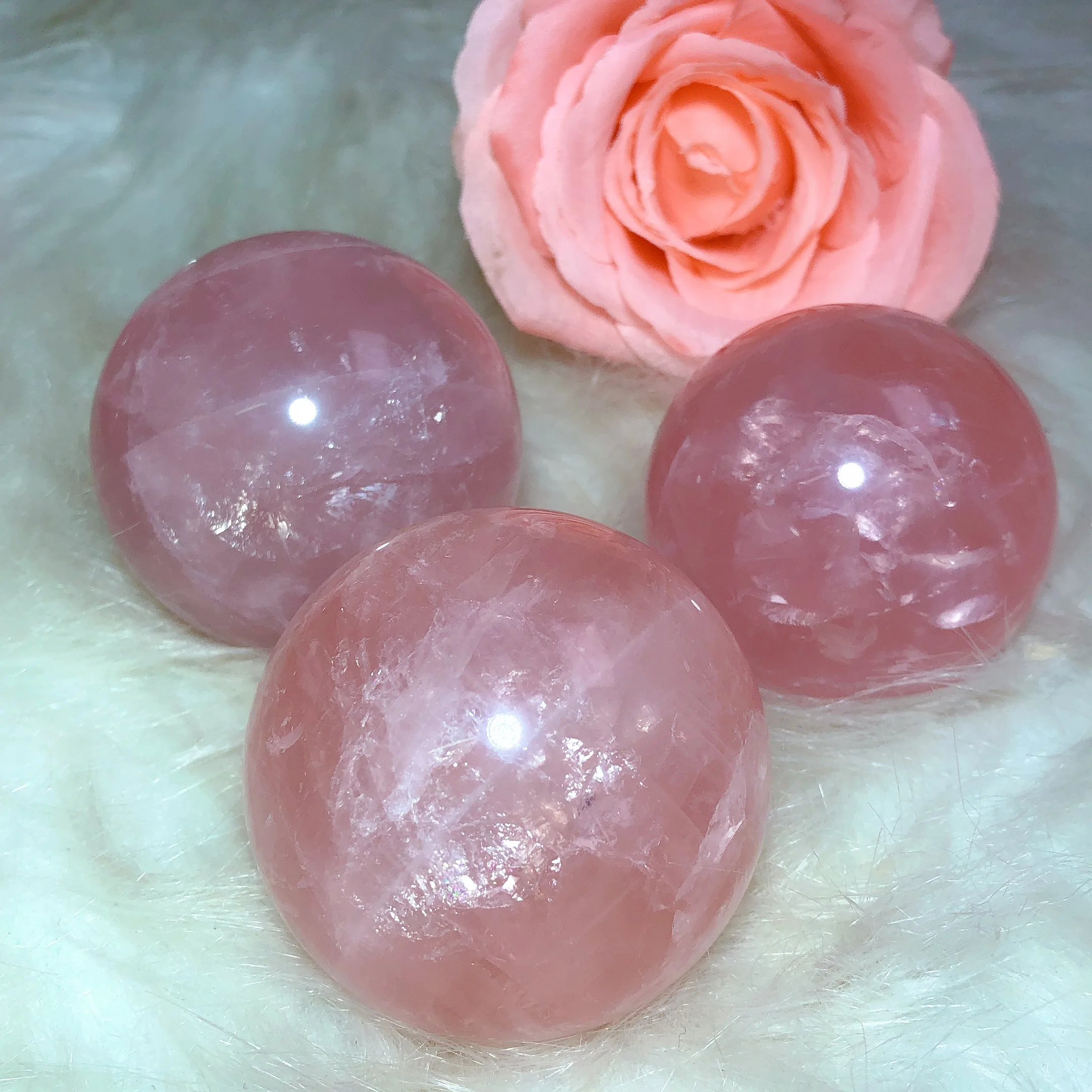 High Quality Natura Crystals Rose Quartz Sphere Star Flash Reiki Home Decoration Energy Healing Ore Ornament Room Decor 2