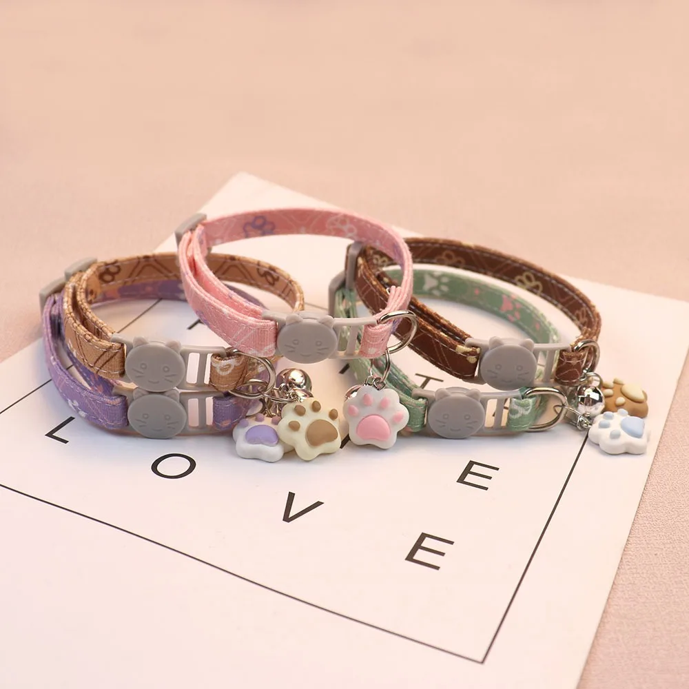 Cat Collar With Bell Pet Collar For Small Dogs Puppy Kitten Stuff Accessories Adjustable Footprint Cat Breakaway Collar MBO02_voghion.com