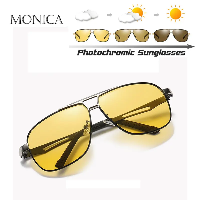 Men's Driving Chameleon Glasses For Day And Night Dual-use Male Color Change Lens Night Vision Polarized Photochromic_voghion.com