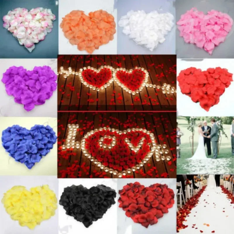 100Pcs Artificial Fake Rose Petals Colorful Red White Gold Roses Petal Flowers for Romantic Wedding Party Favors Decoration artificial rose petals
