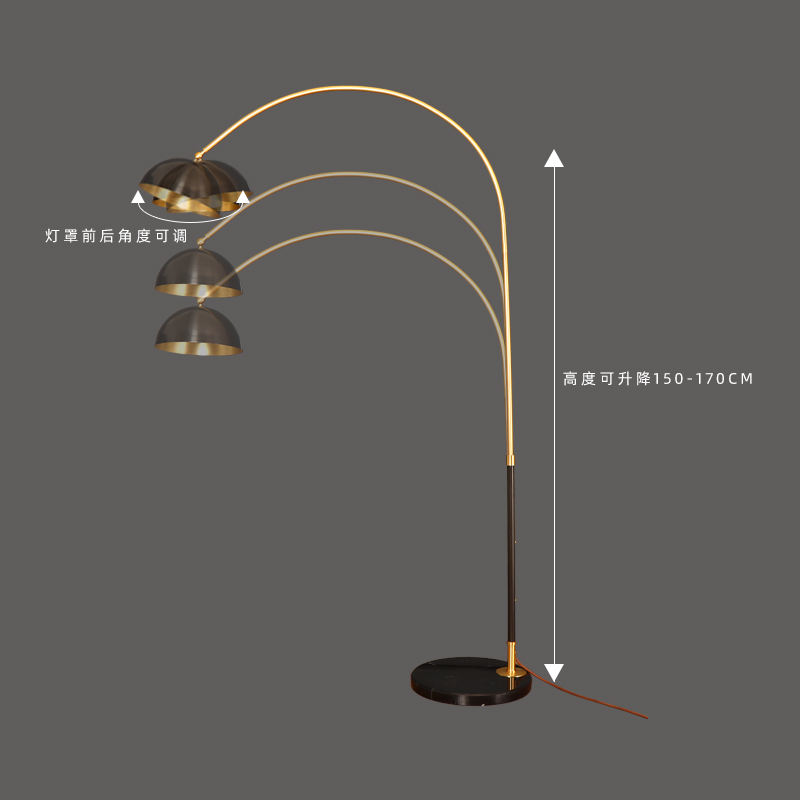 Scandinavian All copper High grade Led Floor Light Living Room Study American Vintage Standing Lights