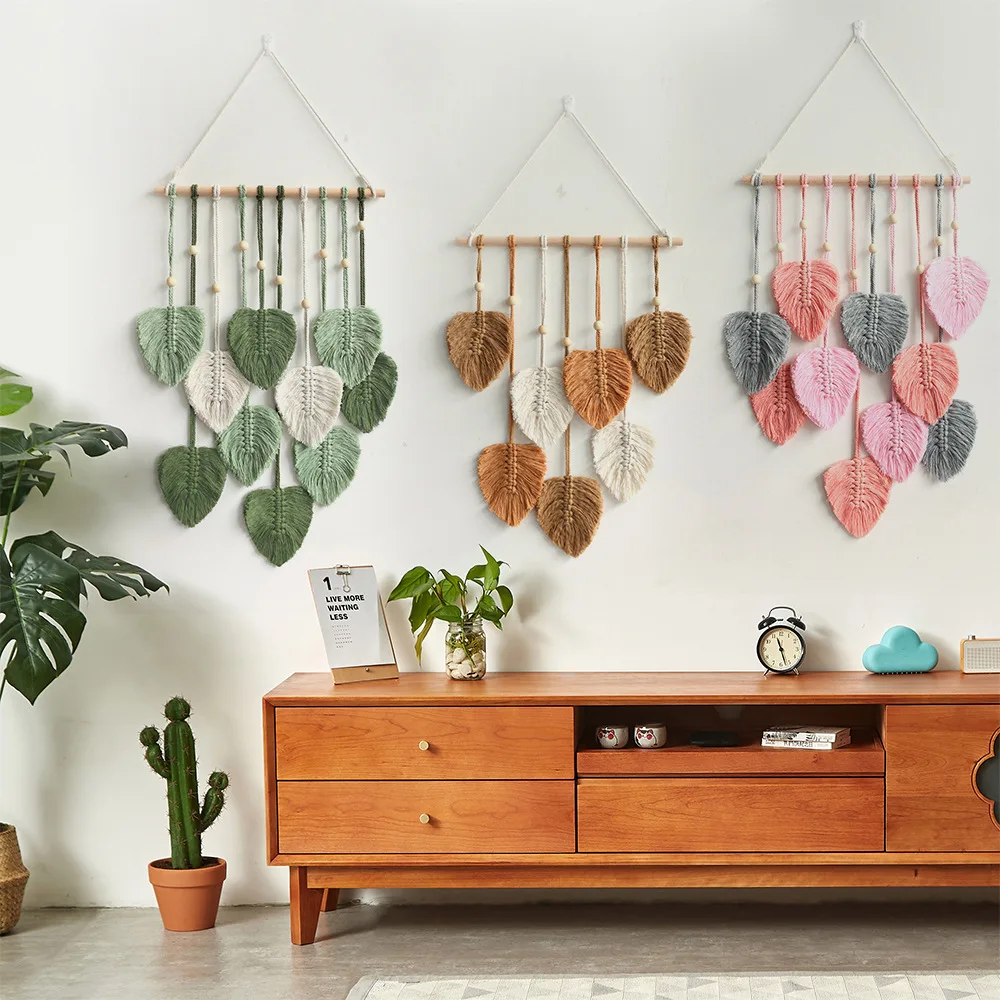 

Macrame Wall Hanging , Large Boho Wall Decor, Handmade Leaf Tapestry Wall Art for Nursery Bedroom Living Room Decoration Gift