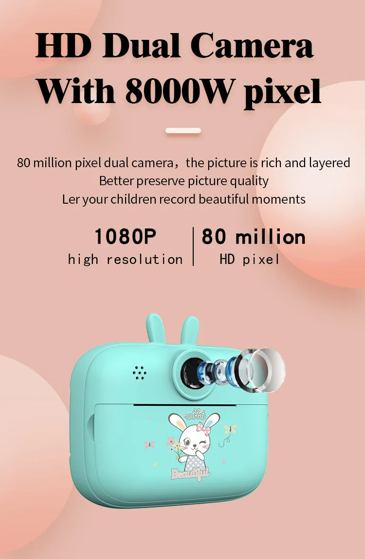 Thermal Photo Video Print Camera Front Back Dual Thermal Inkless Hd Photo Video Cartoon Mini Kids Camera Boy Girl Birthday Gift 19 Thermal Photo Video Print Camera Front Back Dual Thermal Inkless Hd Photo Video Cartoon Mini Kids Camera Boy Girl Birthday Gift