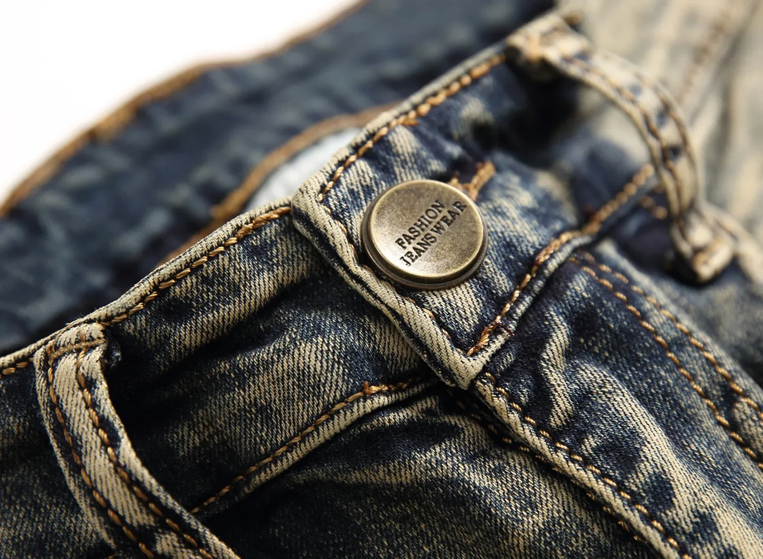 Four Seasons High Street Retro Distressed Tapered Jeans Men Patchwork Ripped Jeans Cotton Straight Pencil Y2k Streetwear