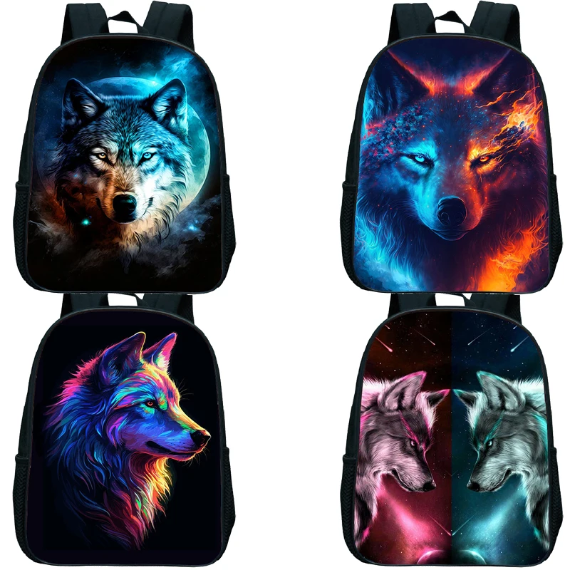 

Цветной школьный ранец с 3D-принтом волка для мальчиков и девочек, детский рюкзак Инь Янь, волк, детский ежедневный рюкзак, мини-сумки
