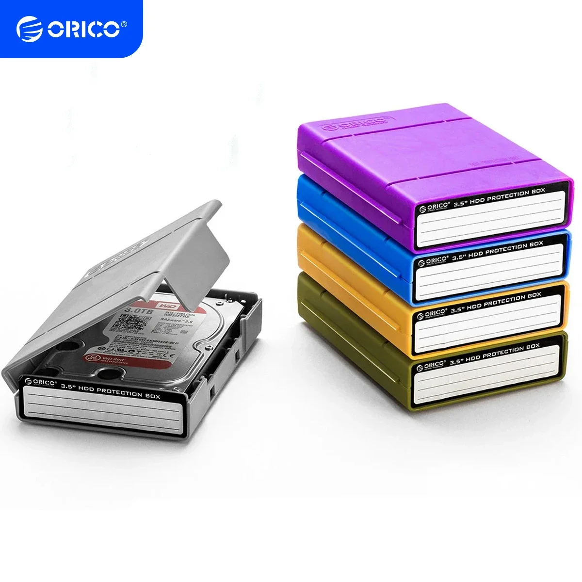 ORICO 5PCS 3.5 inch Hard Drive Protective Box Portable External HDD Pouch With label Multi-disk Storage for HDD