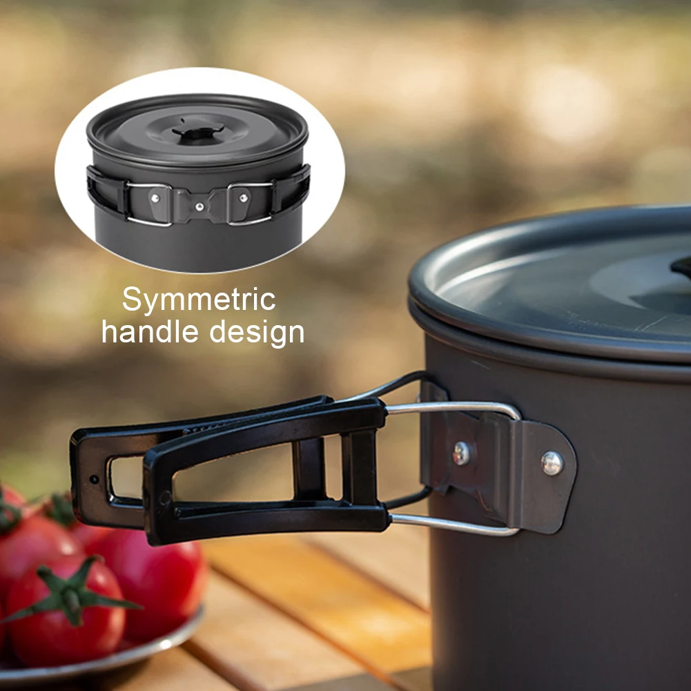 Portable Camping Pot with Lid and Folding Handle Outdoor Cooking Pot Non-Stick Camping Cookware for Hiking Picnic Travel camping cookware
