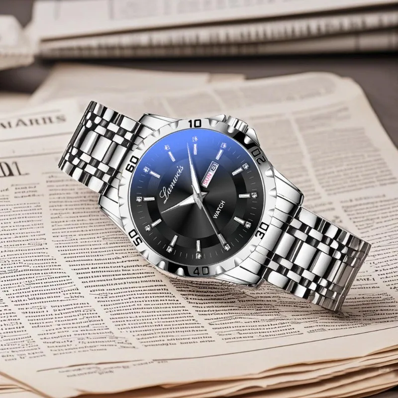 Men's Watch, Casual Fashion Steel Belt Calendar Luminous Business Quartz Watch