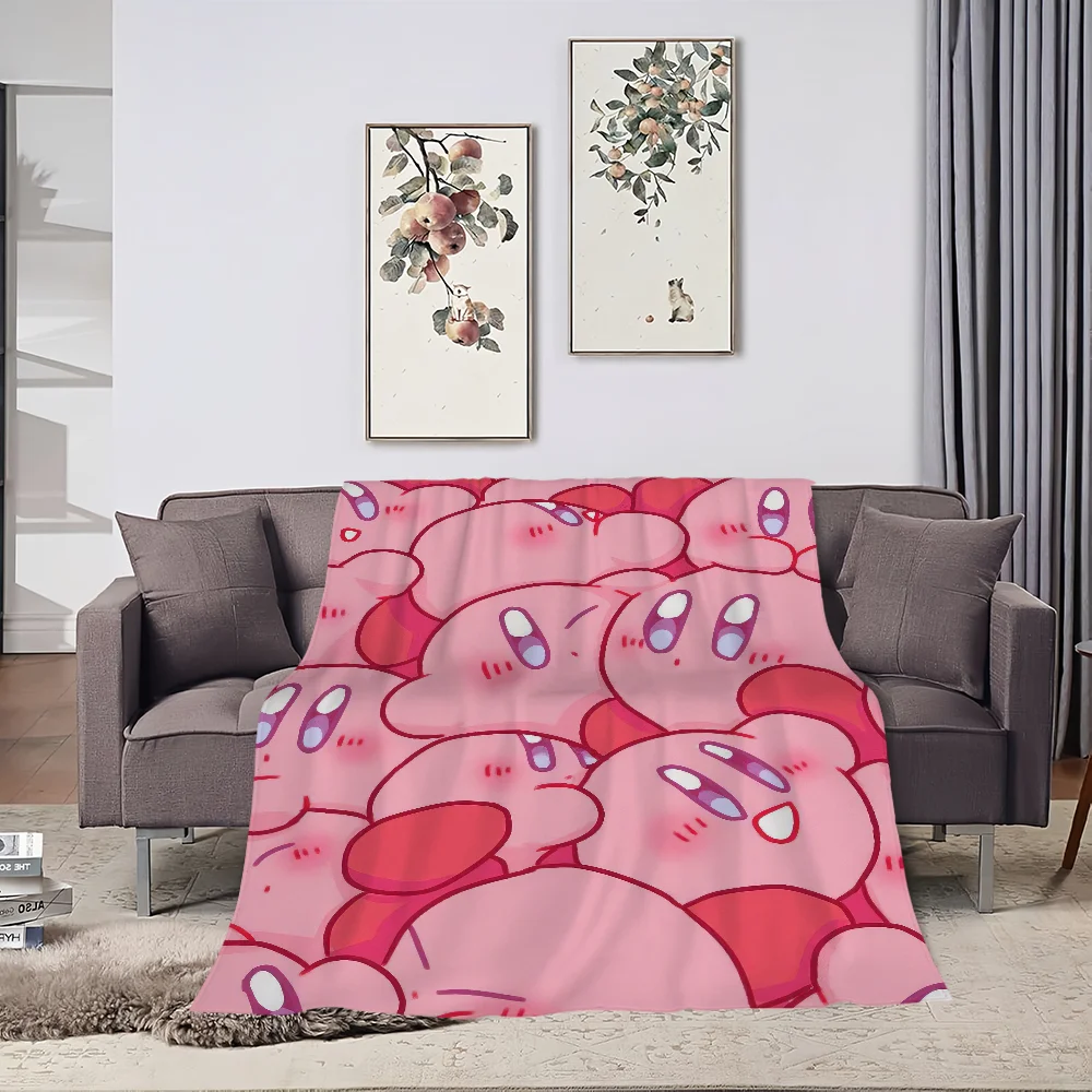 Cartoon Cute K-Kirbys Blanket Skin friendly comfort warm soft plush blanket suitable sofa living room office bedroom 4