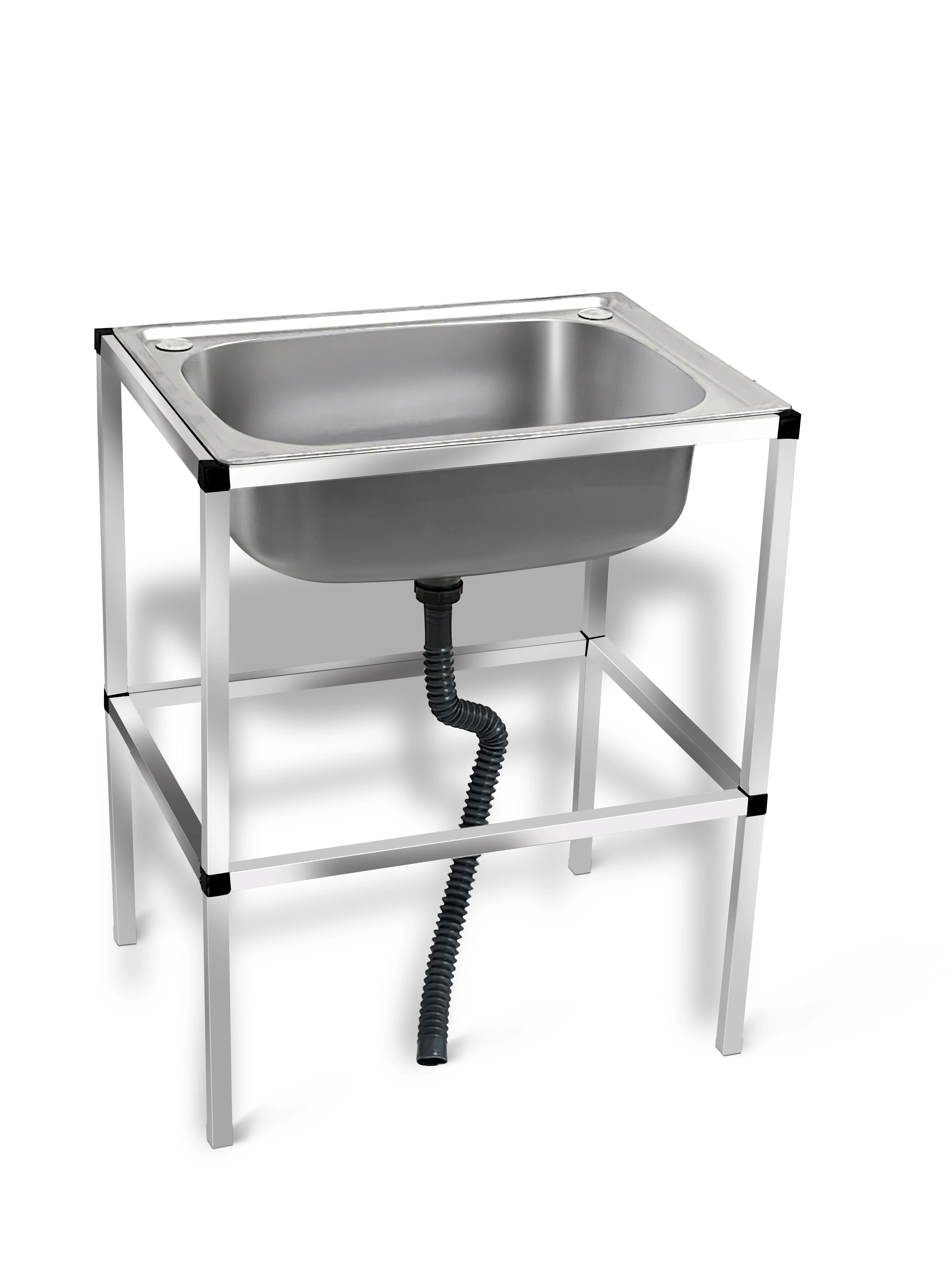 Kitchen Thickened Stainless Steel Sink Single Sink with Bracket Dishwashing Washing Basin Large Single Basin withShelf