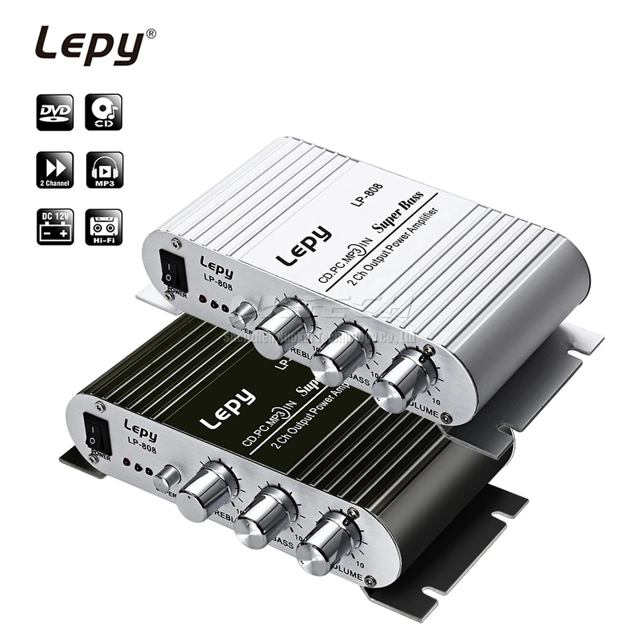 Lp 808 Lepy Mini Car Power Amplifier Digital Player Hi Fi Stereo Cd Mp3 Mp4 Pc Speaker Motorcycle Home Super Bass 2 Ch Audio Amp Home Theater Amplifiers Aliexpress