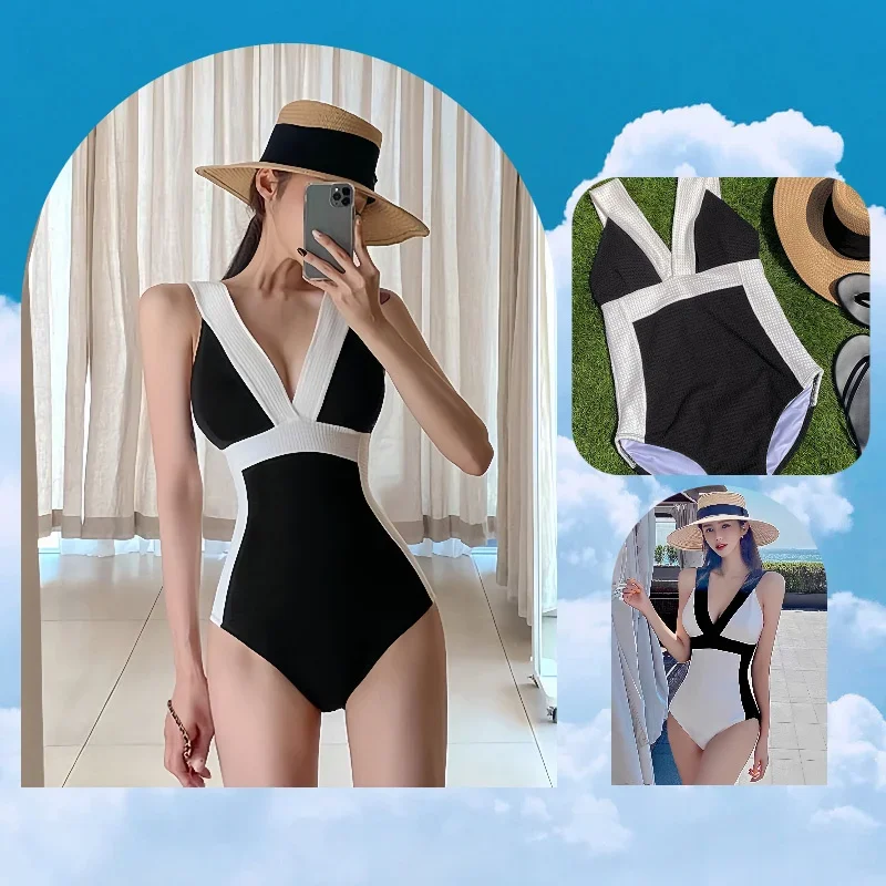 costumi-da-bagno-sexy-con-scollo-a-v-chic-2024-costume-da-bagno-push-up-patchwork-in-bianco-e-nero-tagliato-costume-da-bagno-bikini-intero-beachwear