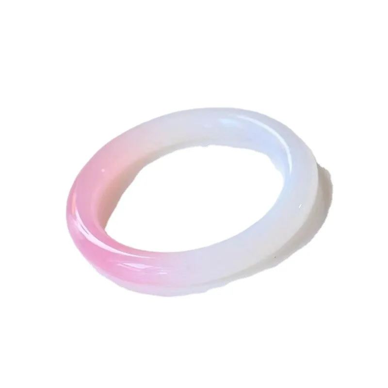 

Tulip Light Pink Chalcedony Agate Bracelet Round Stripe Girl Beauty Bracelet Gradient