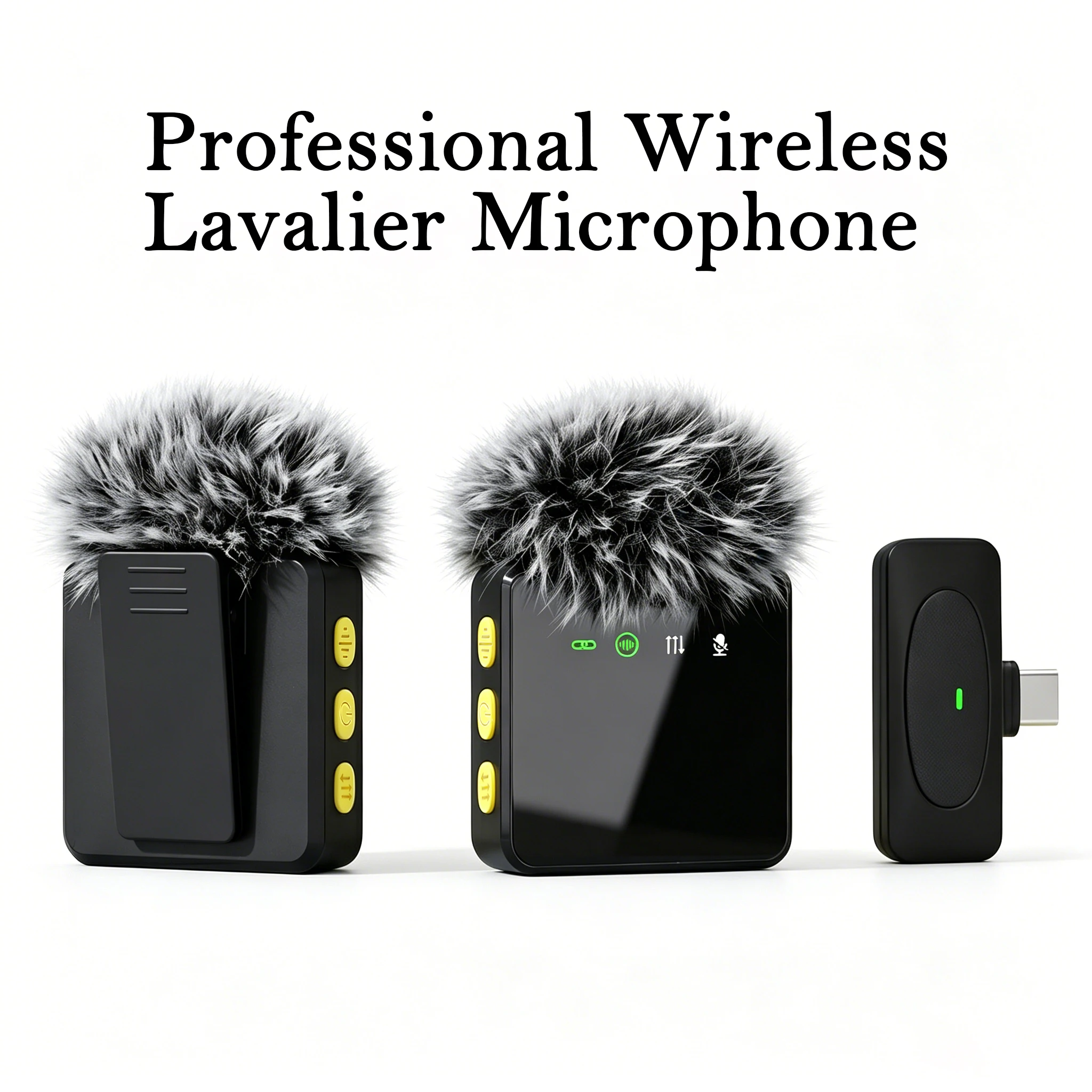 Microfone Sem Fio Pro: Capacidade de Bateria de 160mAh, Cancelamento de Ruído DSP+ENC, Design Clip-On Plug & Play para Vlogging em HD