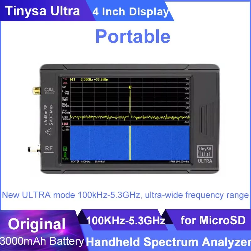 Originální tinysa kapesní spektrum analyzátor 2.8 / 4 palec dotek obrazovka 100 k-5.3ghz tinysa ultra spectrum analyzers s baterie